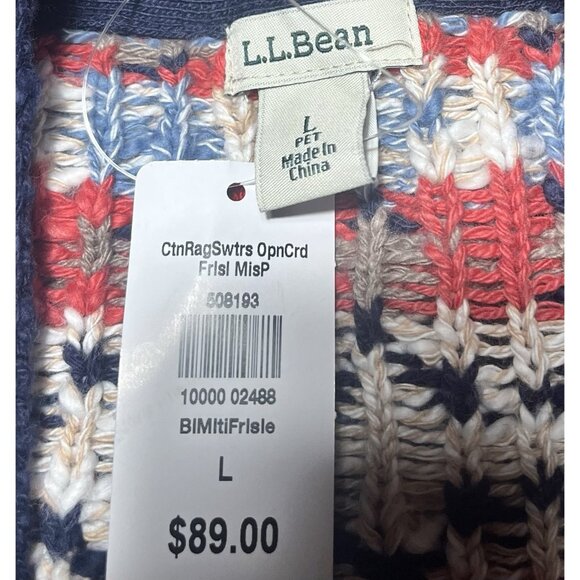 NWT LL Bean Cotton Ragg Open Cardigan Sweater - Women Size Large Petite - Picture 3 of 16